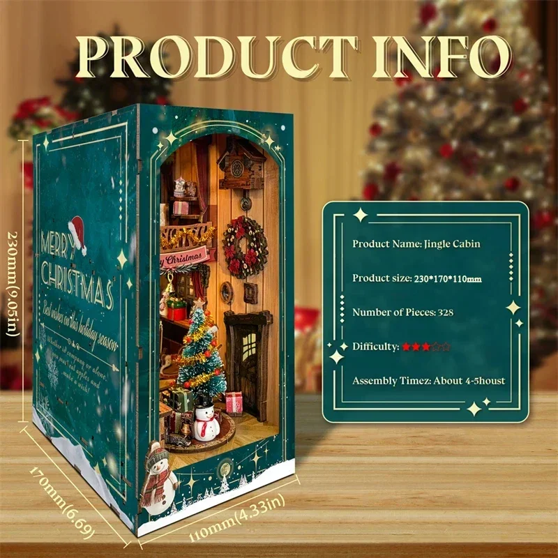 Diy Wooden Book Nook Kit Shelf Insert - Świąteczny zestaw DIY: drewniany mini regał