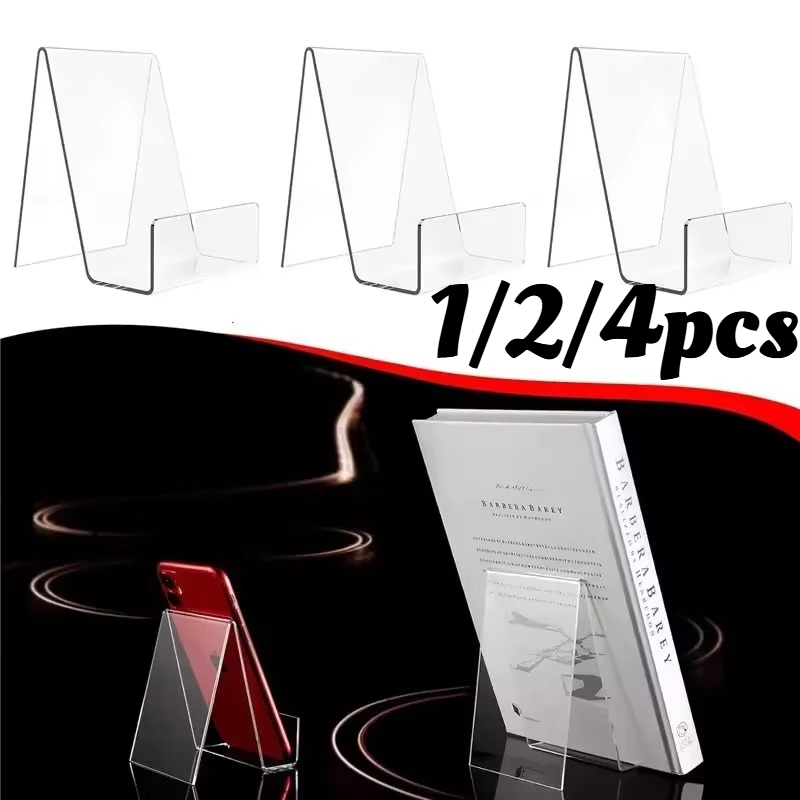 Clear Acrylic Book Stand Holder - 1/2/4 sztuki – przezroczysty, akrylowy stojak