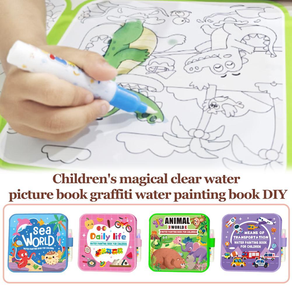 Reusable Water Magic Coloring Book - Magiczna książeczka do rysowania wodą DIY,